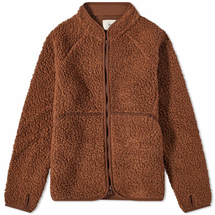 Photo: Folk Men's Puzzle Zip Fleece in Brown Wool