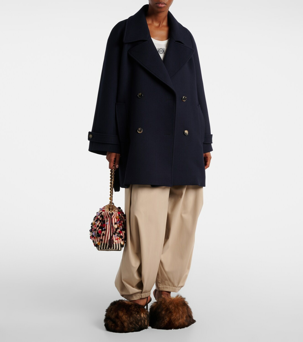 Loewe Belted double-breasted wool coat