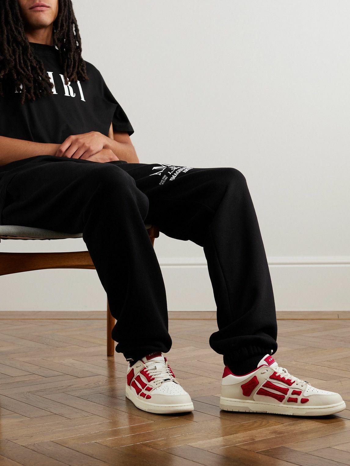 AMIRI - Skel-Top Colour-Block Leather and Bouclé Sneakers