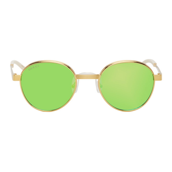 Photo: Gucci Gold and Green GG0872S Sunglasses