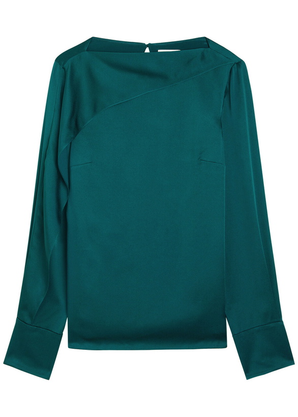 Photo: Erdem Draped Crepe de Chine top Green Dark