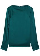 Erdem Draped Crepe de Chine top Green Dark