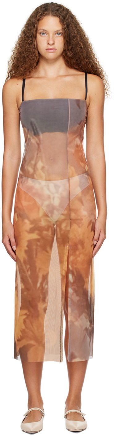 ELLISS Orange Sunflower Maxi Dress