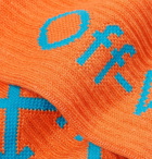 Off-White - Logo-Intarsia Ribbed Cotton-Blend Socks - Orange