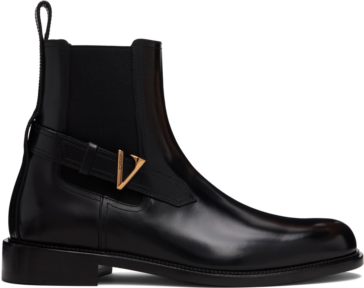 Versace Black Adriano Chelsea Boots Versace