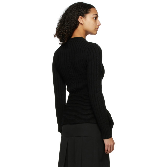 Alexander McQueen ribbed-knit peplum-hem jumper - Black