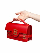 Balmain B-buzz Red Leather Handbag
