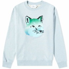 Maison Kitsuné Men's Vibrant Fox Head Relaxed Sweat in Blue Haze Melange