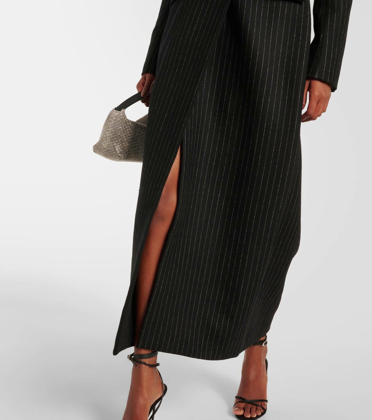 Alex Perry Pinstripe wool-blend coat