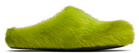 Marni Green Long Hair Calfskin Fussbett Slip-on Loafers