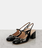 Gucci Horsebit 55 patent leather slingback pumps