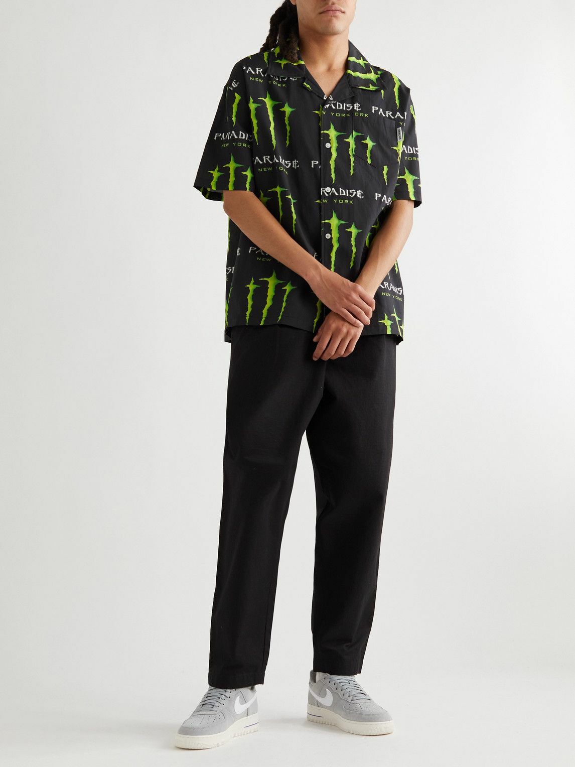 PARADISE - Camp-Collar Logo-Print Woven Shirt - Black
