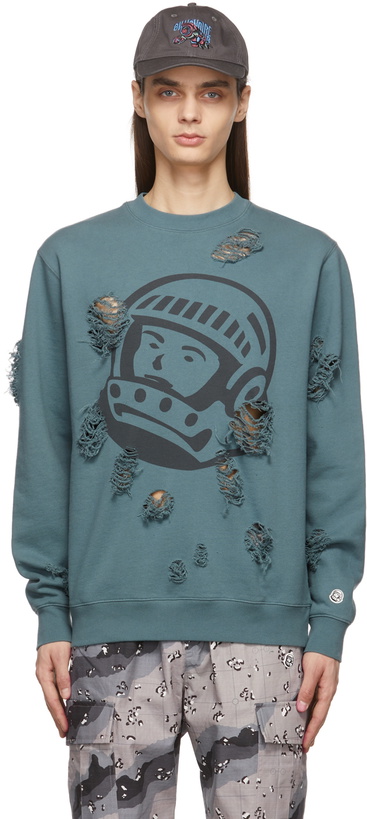 Photo: Billionaire Boys Club Blue Distressed Astro Logo Sweatshirt