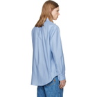 BALMAIN Blue Herringbone Poplin Regular Shirt