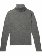 SAINT LAURENT - Slim-Fit Logo-Embroidered Wool-Blend Rollneck Sweater - Unknown