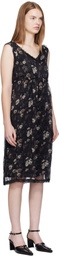 R13 Black Sleeveless V-Neck Midi Dress