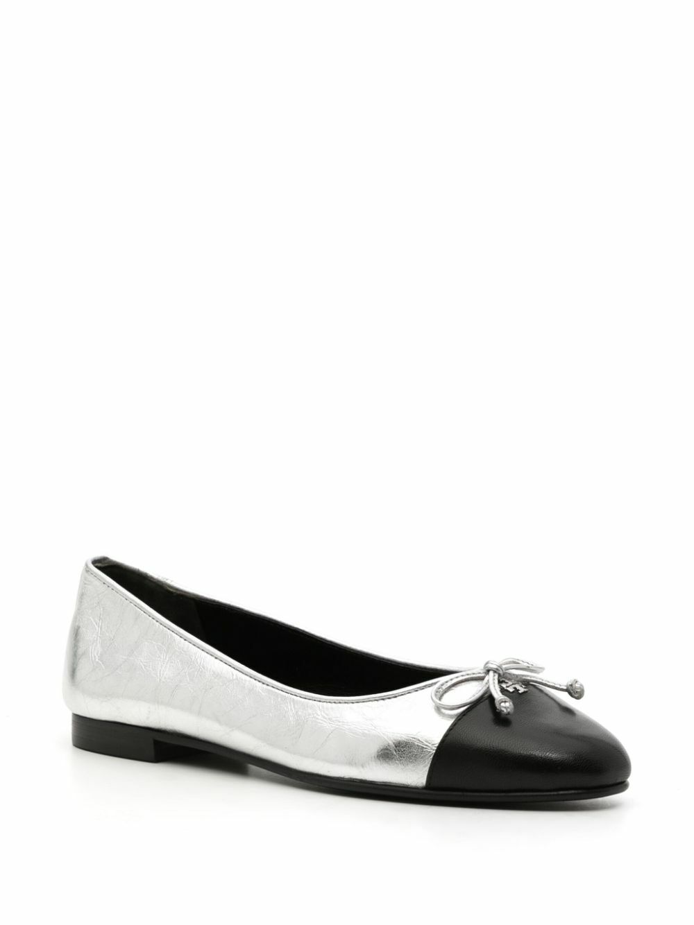 Tory Burch Silver Leather Ballet Pumps