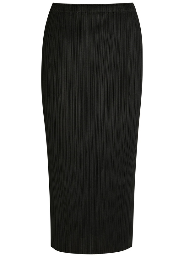 Photo: Pleats Please Issey Miyake Pleated Woven Midi Skirt Black