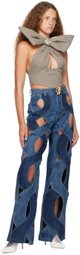 AREA Blue Rope Cutout Jeans