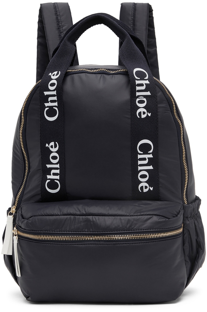 Chloé Kids Navy Logo Backpack