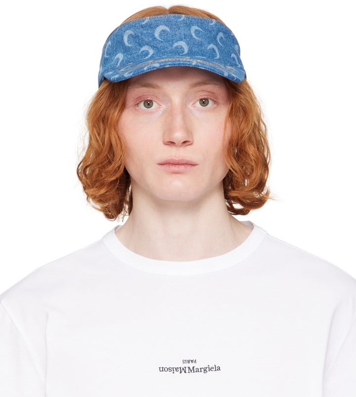 Photo: Marine Serre Blue Moon Laser Denim Visor Cap