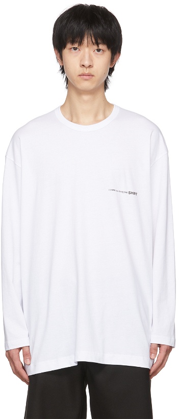 Photo: Comme des Garçons Shirt White Logo Long Sleeve T-Shirt