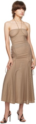 ORIENS Tan Body Form Maxi Skirt