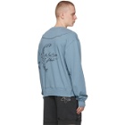 C2H4 Blue My Own Private Planet Distressed Paneled Sweatshirt