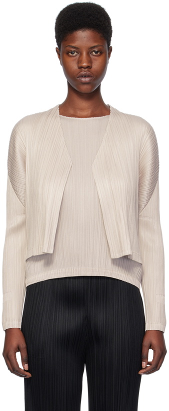 Photo: Pleats Please Issey Miyake Beige Monthly Colors December Cardigan