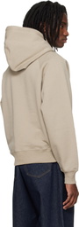 AMI Paris Beige Cotton Embossed Ami de Coeur Hoodie