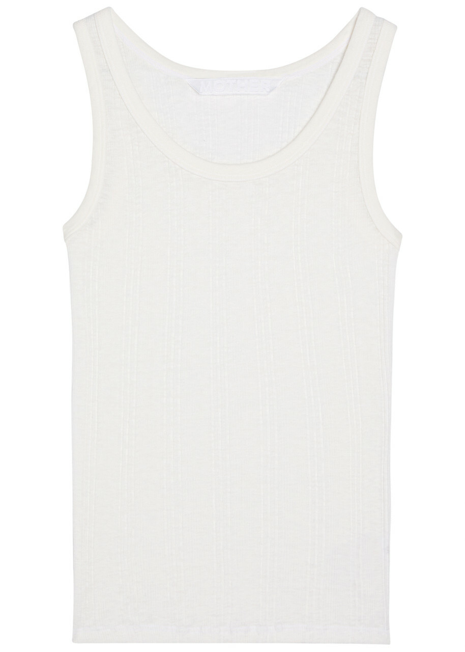 Mother The Runner Up Ribbed Cotton Tank White