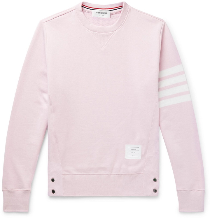 Photo: Thom Browne - Slim-Fit Striped Loopback Cotton-Jersey Sweatshirt - Pink