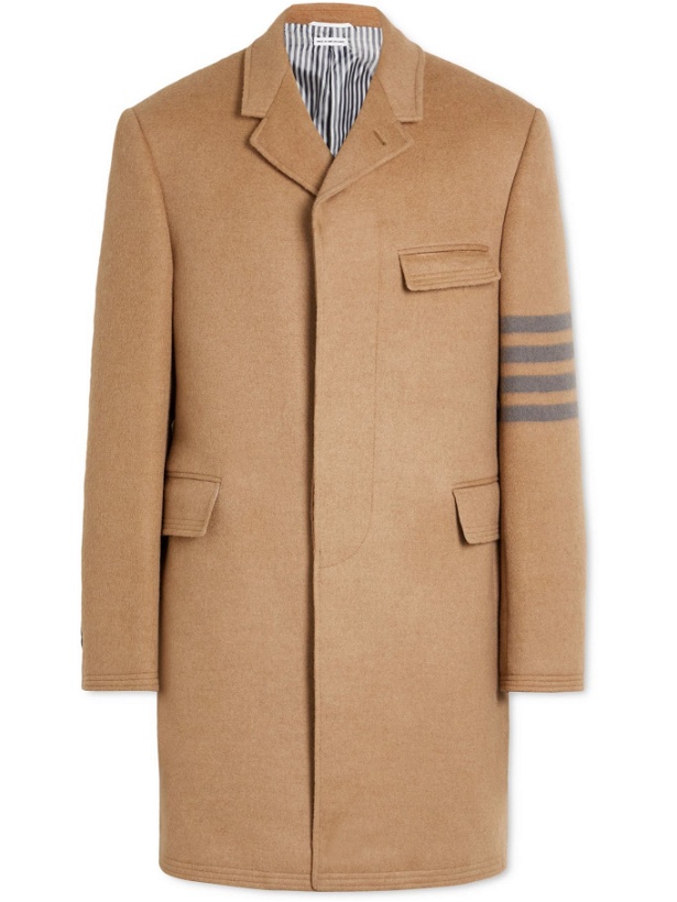 Photo: Thom Browne - Striped Camel Hair Overcoat - Brown