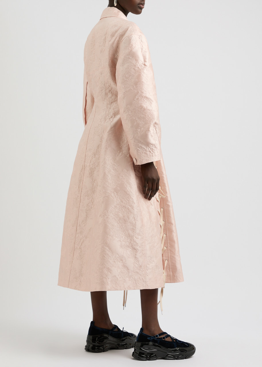 Simone Rocha Lace-up Cloqué Coat Pink Light Simone Rocha