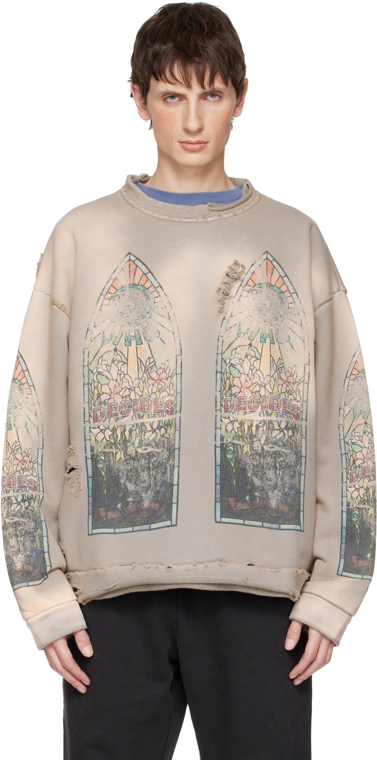 Who Decides War Taupe Faded Sweatshirt