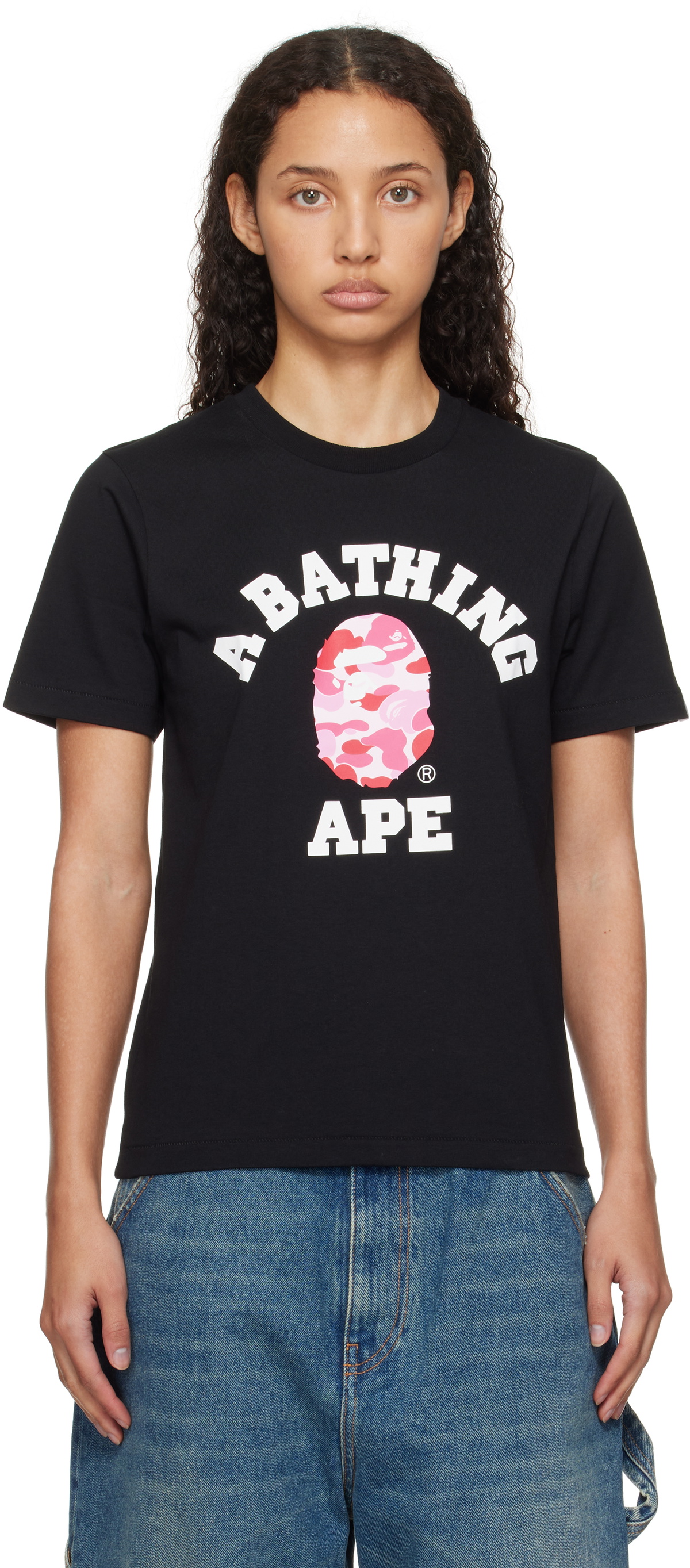 BAPE Black ABC Camo College T-shirt A Bathing Ape
