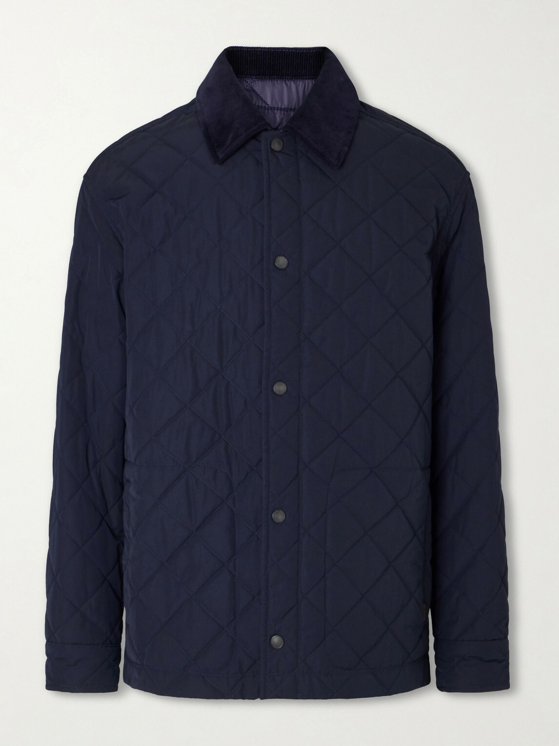Purdey - Cotton Corduroy-Trimmed Padded Quilted Shell Jacket - Blue