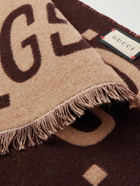GUCCI - Logo-Jacquard Wool and Silk-Blend Scarf