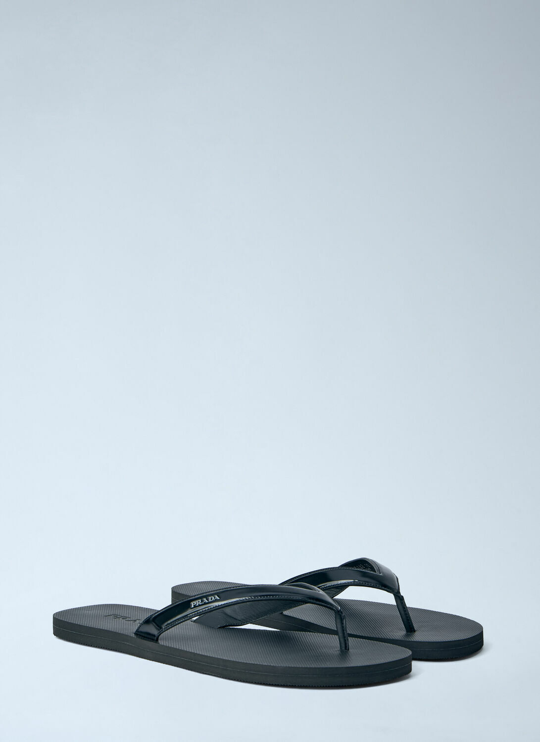 Prada Logo-Embossed Leather Flip-Flop Sandals