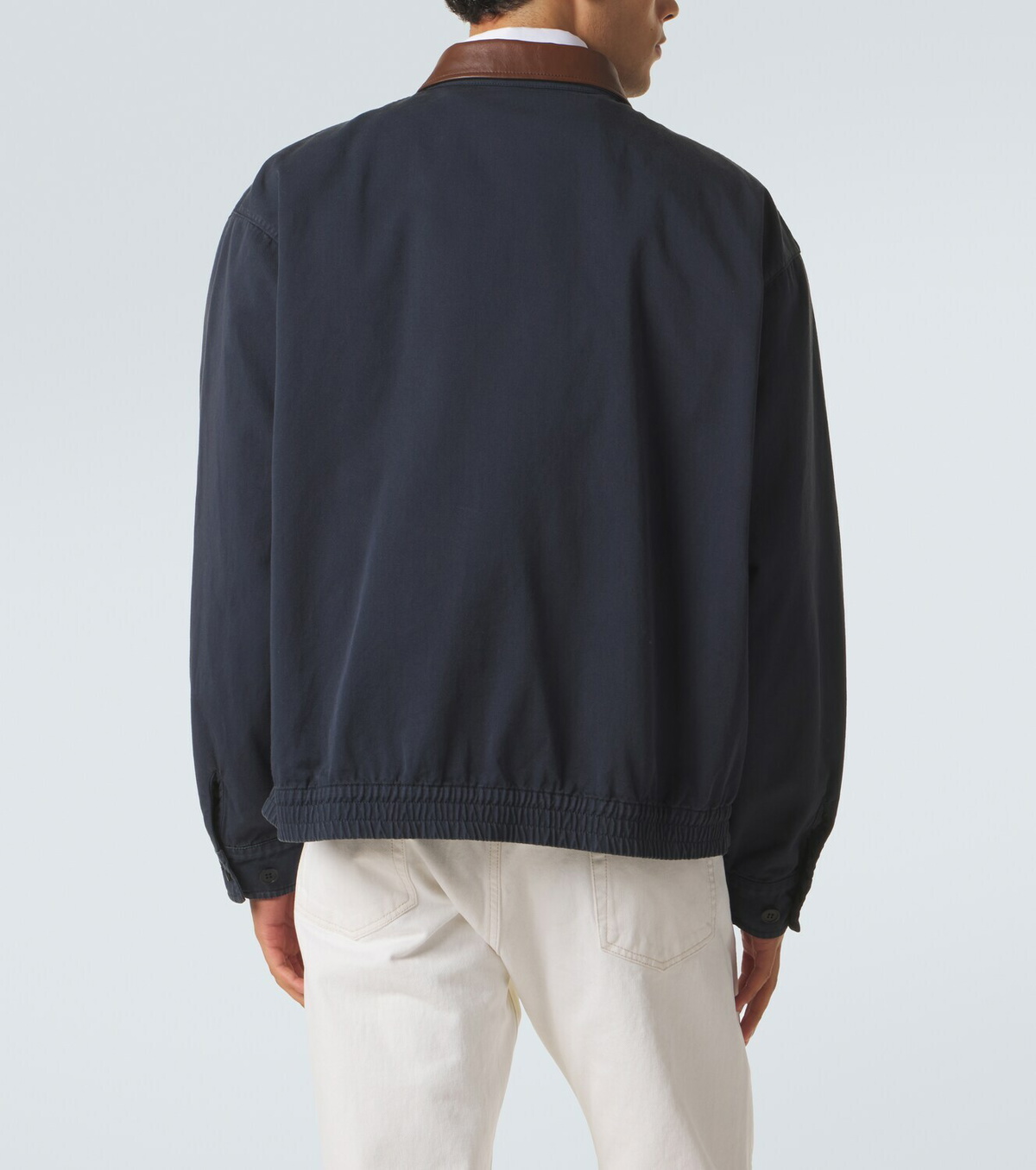 Prada Leather-trimmed cotton canvas blouson jacket