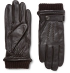 Dents - Henley Leather and Wool-Blend Tech Gloves - Brown