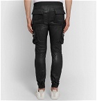 Rick Owens - Slim-Fit Tapered Stretch Leather and Cotton-Blend Cargo Trousers - Men - Black