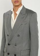 Tom Ford Double-breasted Herringbone Silk Blazer Black And White