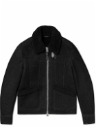 TOM FORD - Leather-Trimmed Shearling Flight Jacket - Black