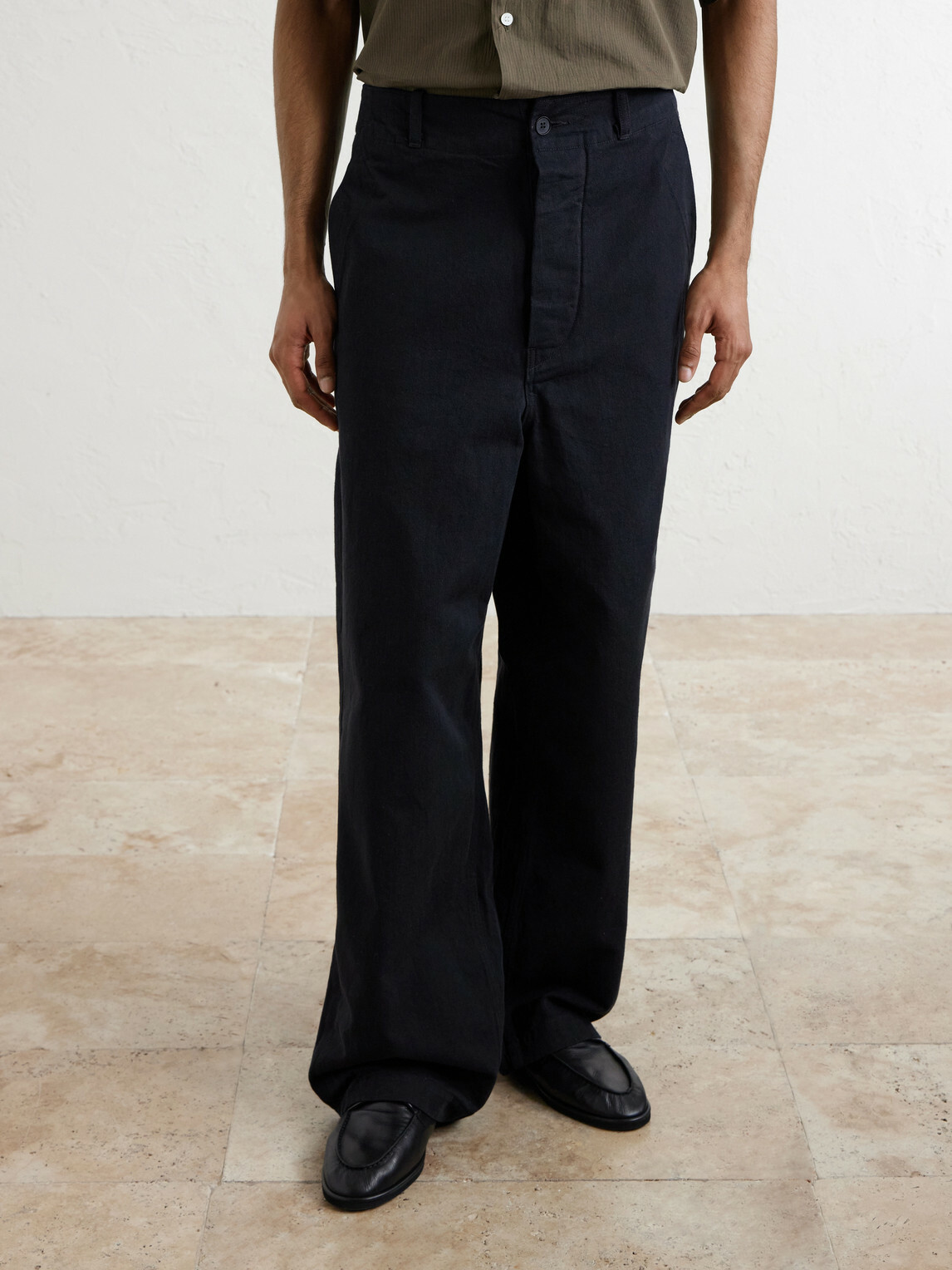 Kaptain Sunshine - Wide-Leg Cotton-Drill Trousers - Black