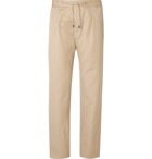 Fendi - Tapered Herringbone Linen and Cotton-Blend Drawstring Trousers - Men - Ecru