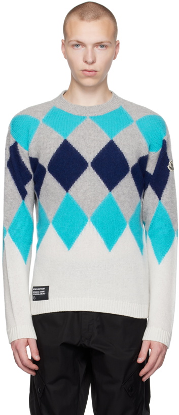 Photo: Moncler Genius 7 Moncler FRGMT Hiroshi Fujiwara Blue & Gray Sweater