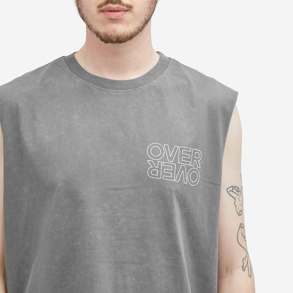 Over Over Men's Sexy Pace Easy Sleeveless T-Shirt in Grey