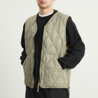 Taion Men's Military V-Neck Zip Softshell Down Vest in Dark Sage Green