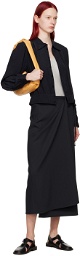 LEMAIRE Black Tailored Midi Skirt